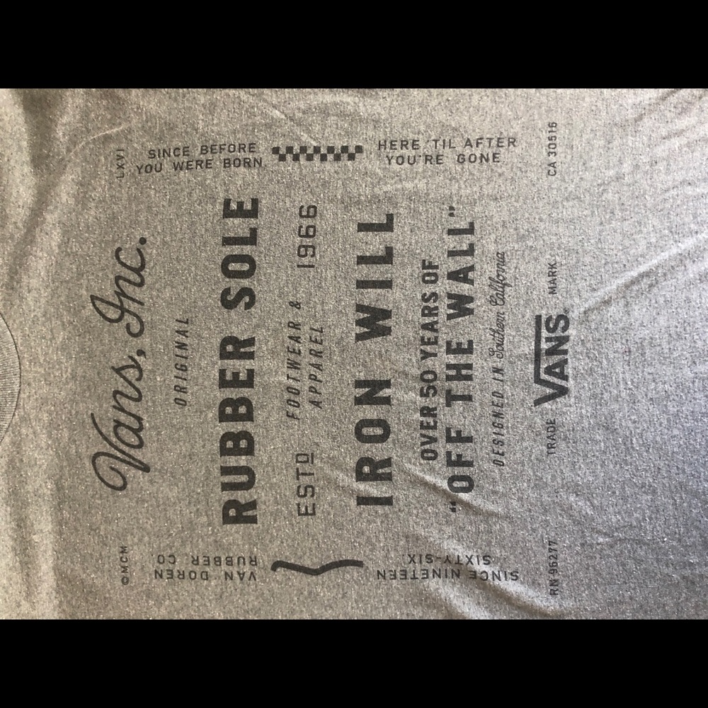 Grey Vans T-Shirt Black wording - skater - grunge